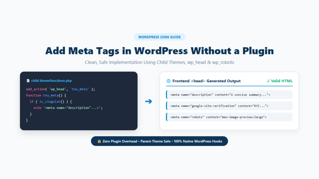 Add meta tags in WordPress without a plugin