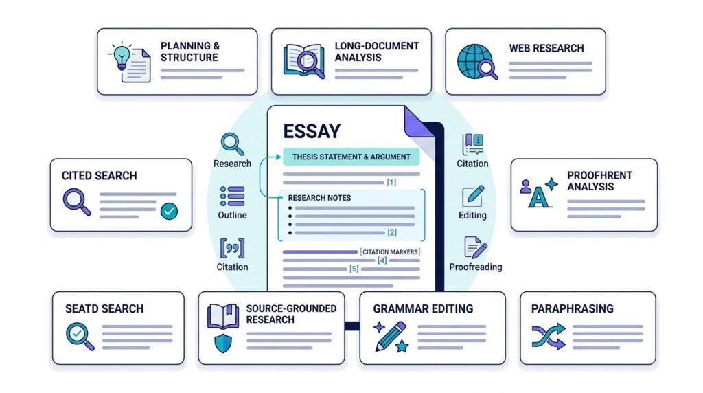 Best AI tools for essay research writing and editing
