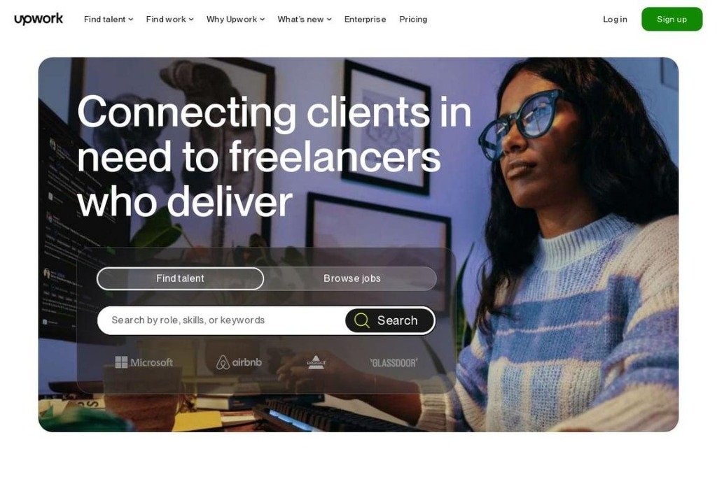 Upwork freelance website homepage and freelancer project search interface