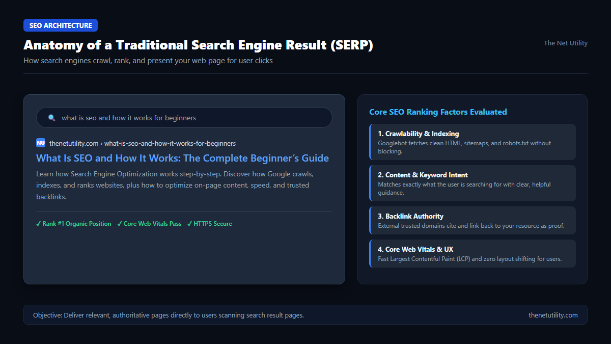 Anatomy of a traditional search engine results page SERP ranking and SEO core signals
