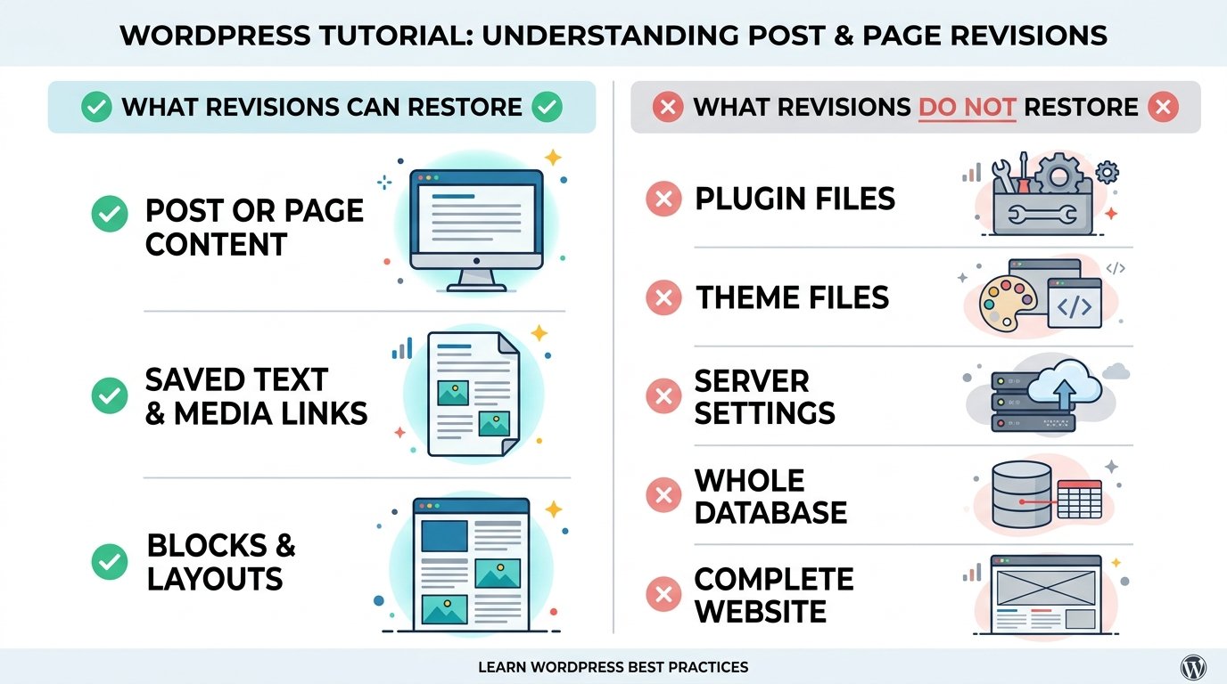 What WordPress revisions can and cannot restore