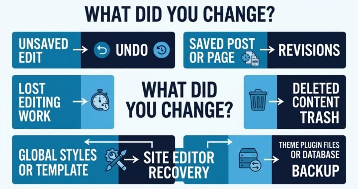 WordPress undo methods for posts pages styles themes and backups